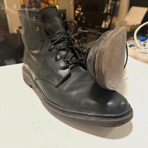 NEW: Frye Jet Black Lace-Up Leather Boots Men 8.5